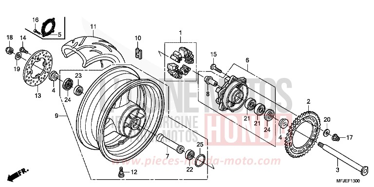 ROUE ARRIERE de CBR600RR ABS GRAPHITE BLACK (NHB01) 2012